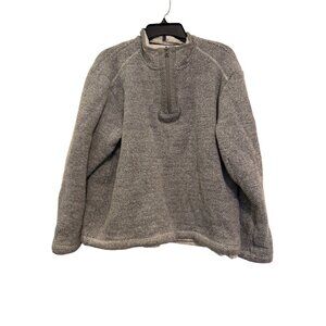Orvis 1/4 Zip Pullover Fleece Men XL Gray Textured Sherpa-Lined Polyester Cotton